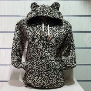 Дамски леопардов суитшърт с ушички