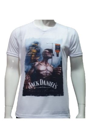 Мъжка тениска Попай Моряка - Jack Daniel's в бял цвят