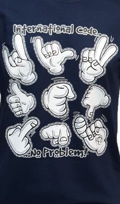 Мъжка тениска Пръстчета -  International Code..No Problem в тъмносин цвят