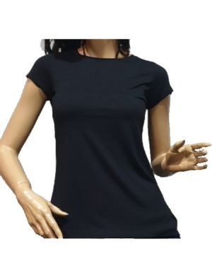 Дамска тениска в Черен Цвят, Без Принт