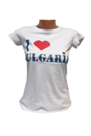 Дамска тениска I Love Bulgaria, България в бял цвят