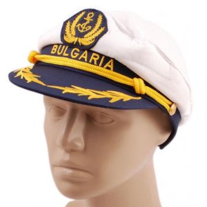 Капитанска шапка Bulgaria с Котва в бял цвят, Унисекс