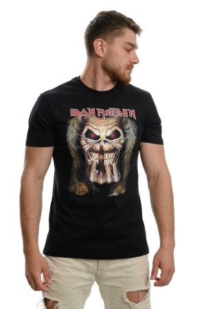 Мъжка тениска на музикалната група IRON MAIDEN - Eddie Candle Finger, Печат Отпред и на Гърба