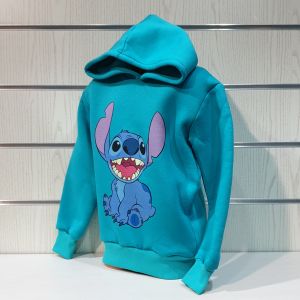 Детски суитшърт Стич (Stitch) в зелен изчистен цвят