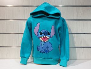 Детски суитшърт Стич (Stitch) в зелен изчистен цвят