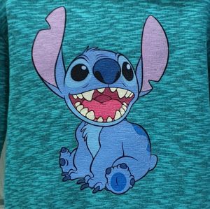 Детски суитшърт Стич (Stitch) в цвят зелен меланж