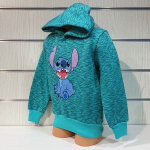 Детски суитшърт Стич (Stitch) в цвят зелен меланж