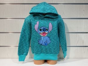 Детски суитшърт Стич (Stitch) в цвят зелен меланж