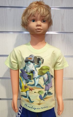 Детска тениска с Делфини в цвят резида