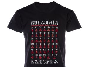 Детска тениска Глаголица - България в черен цвят