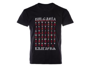 Детска тениска Глаголица - България в черен цвят