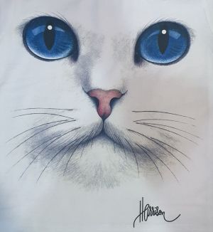 Детска тениска с 3D Котка със Сини Очи