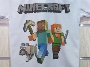 Детска тениска MINECRAFT (Майнкрафт) в бял цвят
