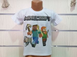 Детска тениска MINECRAFT (Майнкрафт) в бял цвят