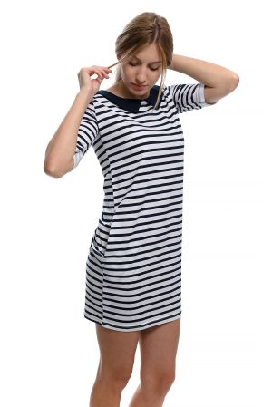 Дамска моряшка свободно падаща рокля с моряшка яка